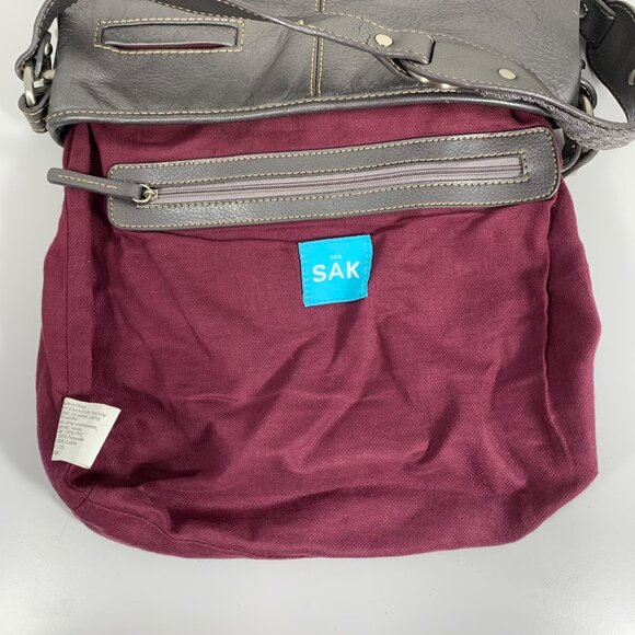 The Sak Metallic Gray Pebbled Leather Shoulder Bag Textured Strap w/ Charm - Picture 10 of 14